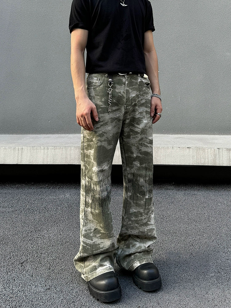 Camouflage Wide-Leg Pants