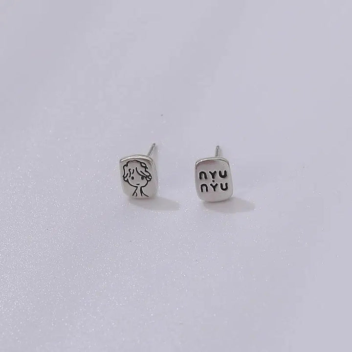 Cartoon Comic Square Stud Earrings