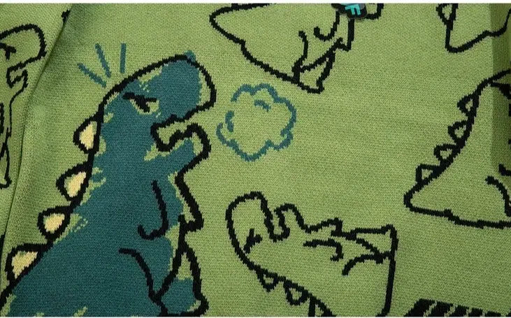 Cartoon Dinosaur Printed Sweater