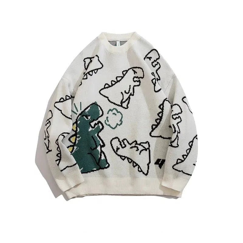 Cartoon Dinosaur Printed Sweater