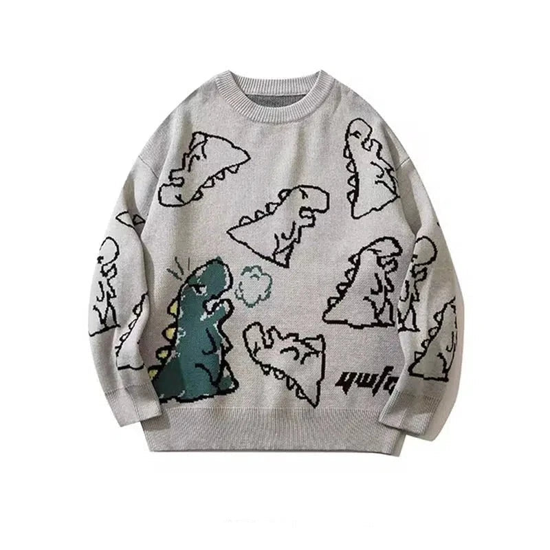 Cartoon Dinosaur Printed Sweater