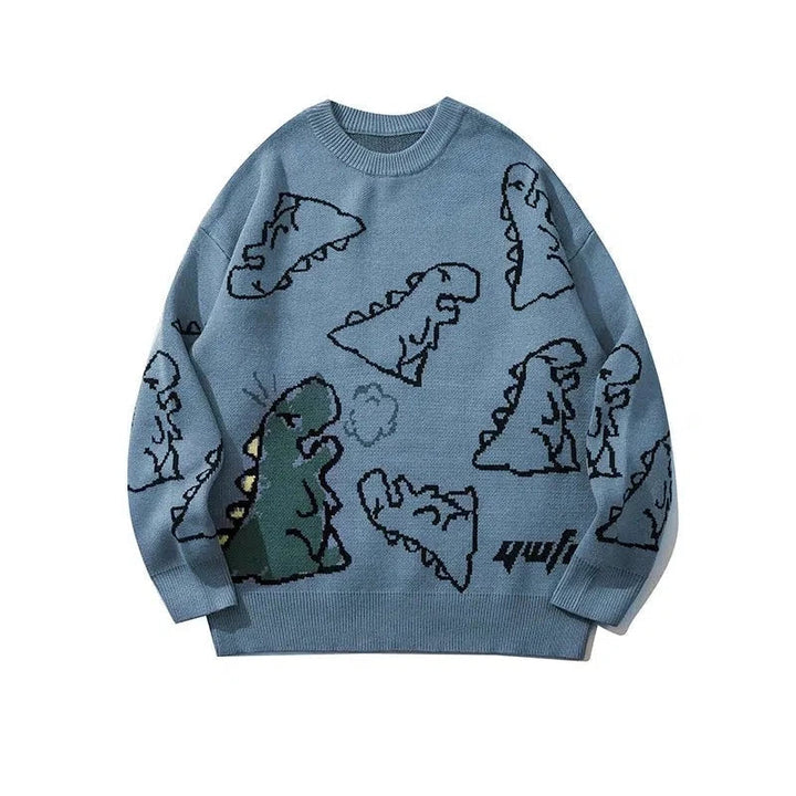 Cartoon Dinosaur Printed Sweater