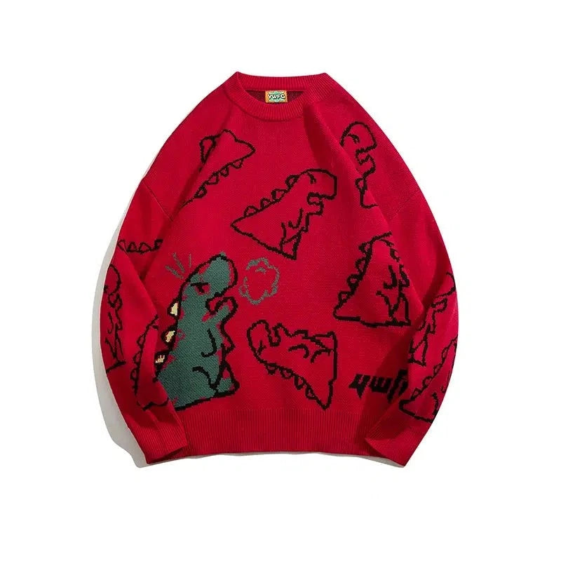 Cartoon Dinosaur Printed Sweater