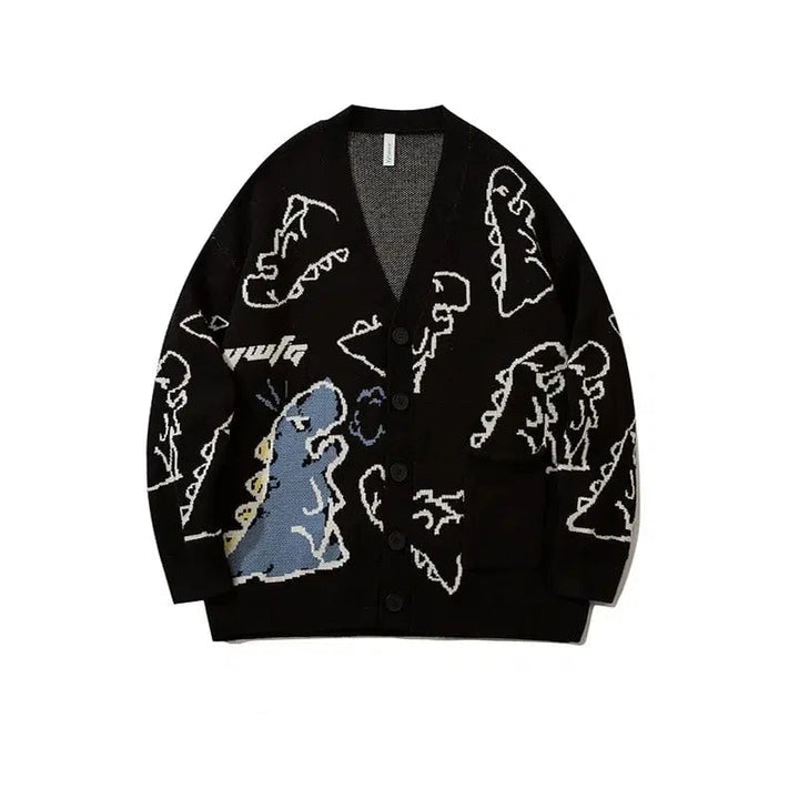 Cartoon Dinosaur Printed Sweater