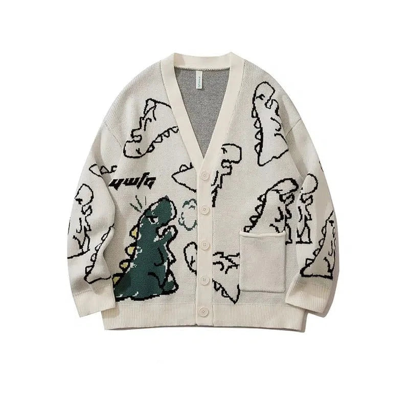 Cartoon Dinosaur Printed Sweater