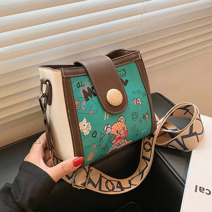 Cartoon Print Bucket Shaped Bag