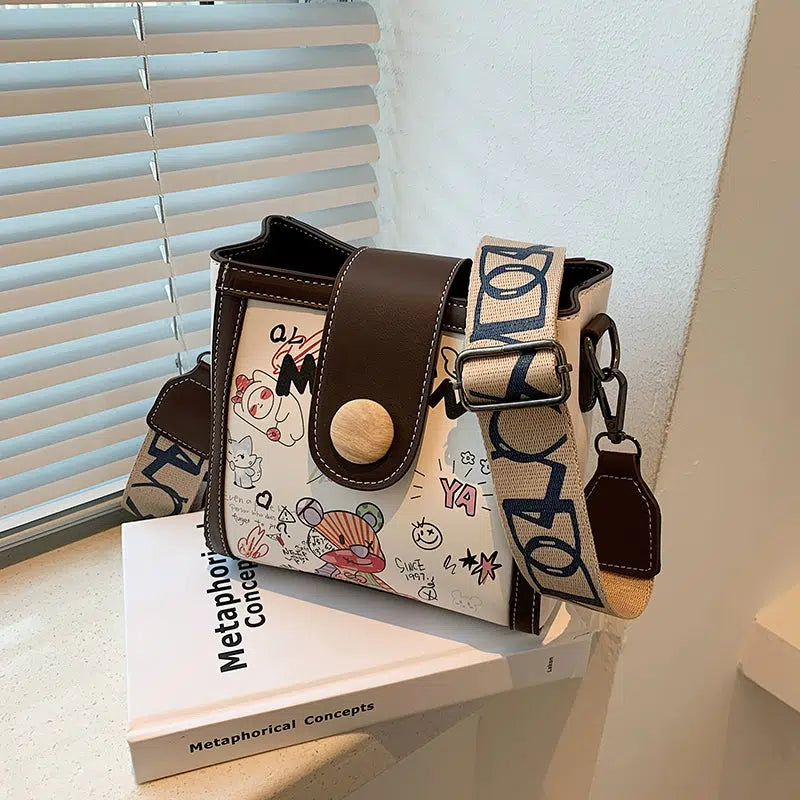 Cartoon Print Bucket Shaped Bag