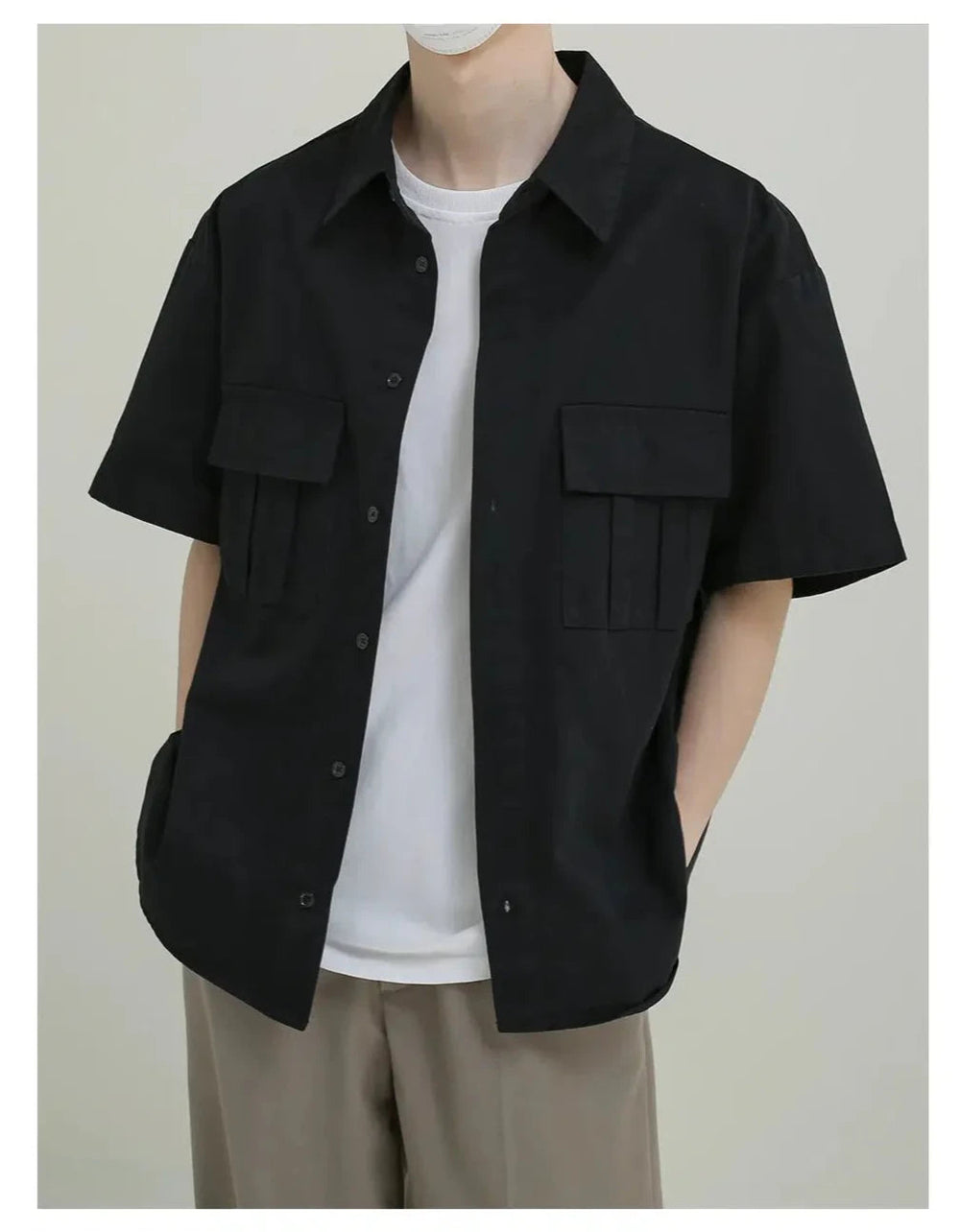 Casual Button-Up Shirt with Utility Pockets