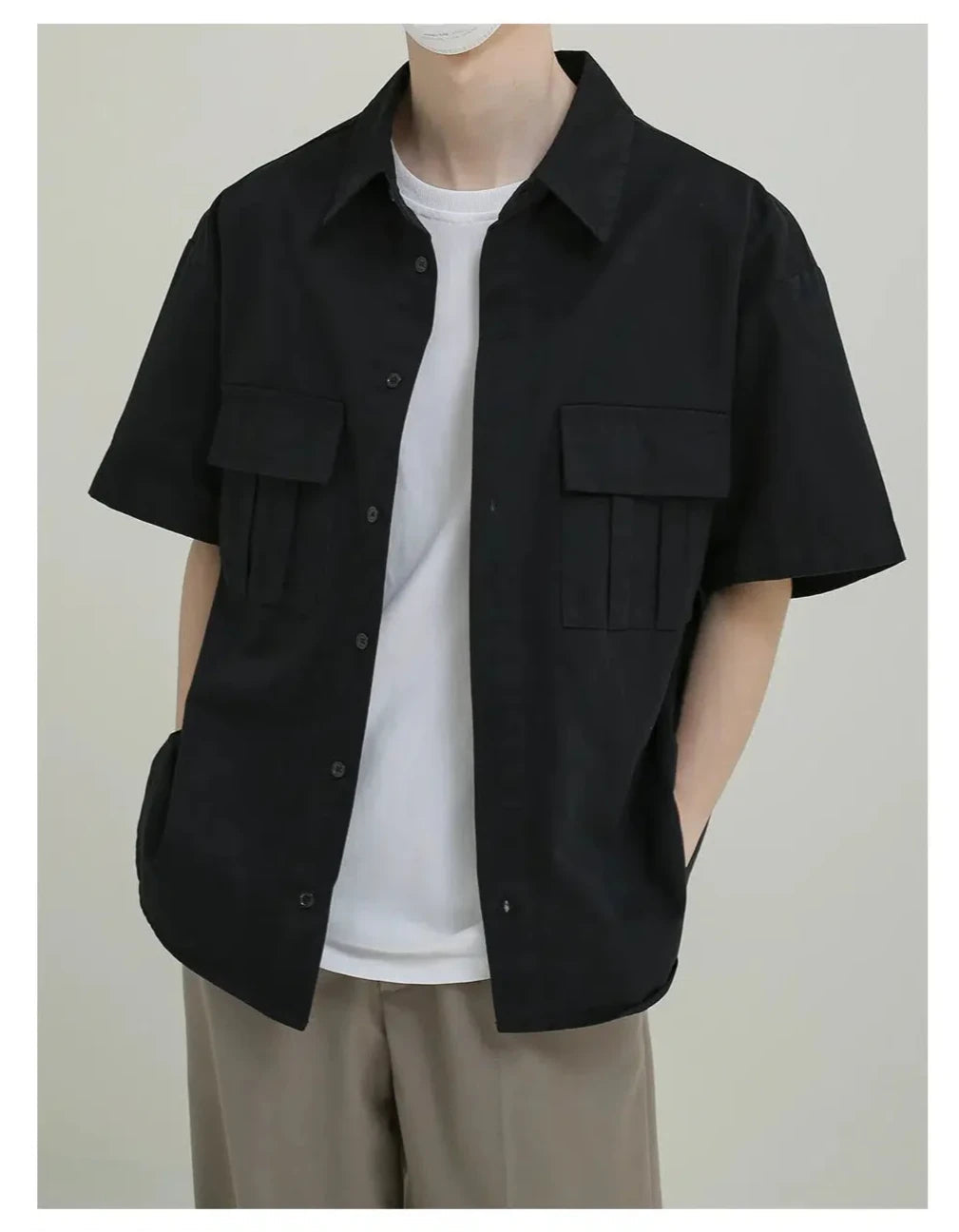 Casual Button-Up Shirt with Utility Pockets