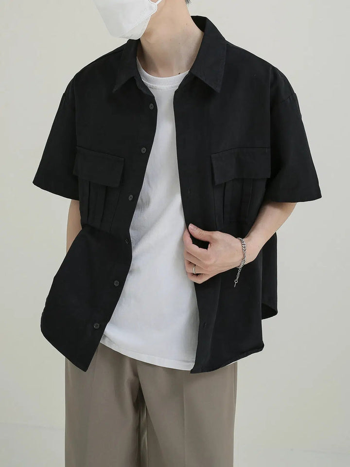 Casual Button-Up Shirt with Utility Pockets