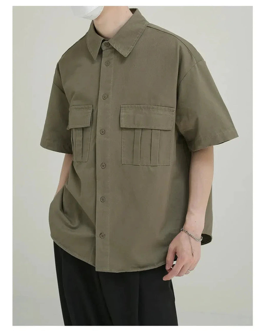 Casual Button-Up Shirt with Utility Pockets