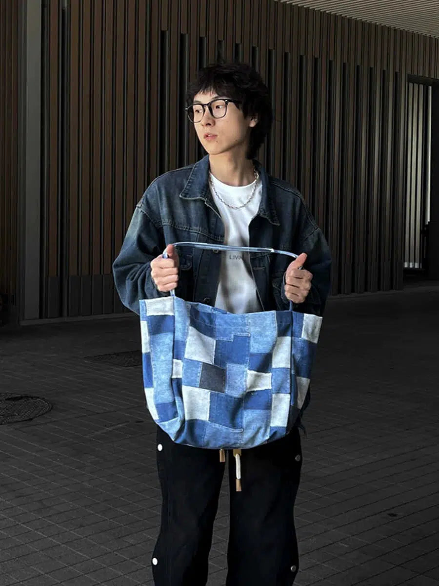 Casual Checkered Tote Bag