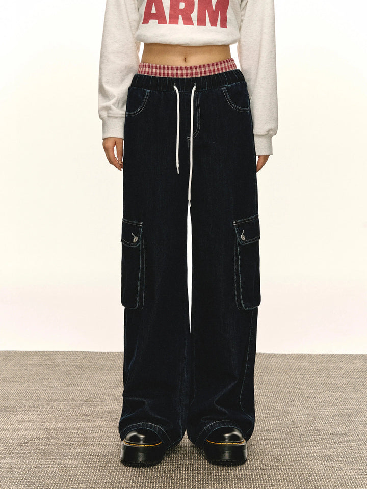 Casual Drawstring Wide-Leg Cargo Pants