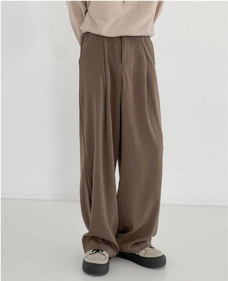 Casual Elastic Waist Wide-leg Pants