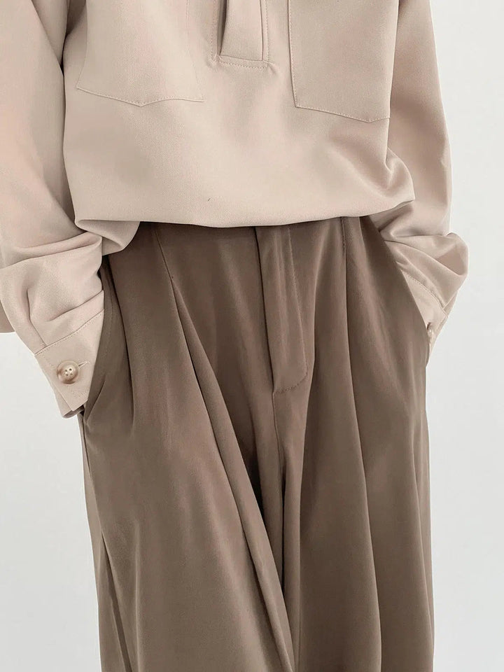 Casual Elastic Waist Wide-leg Pants