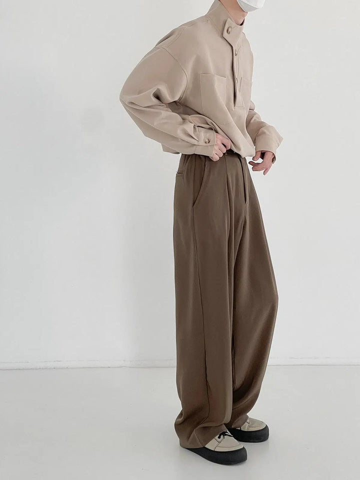 Casual Elastic Waist Wide-leg Pants