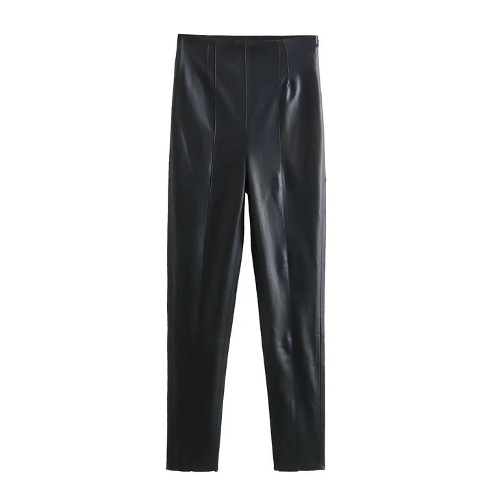 Casual Faux Leather Pants