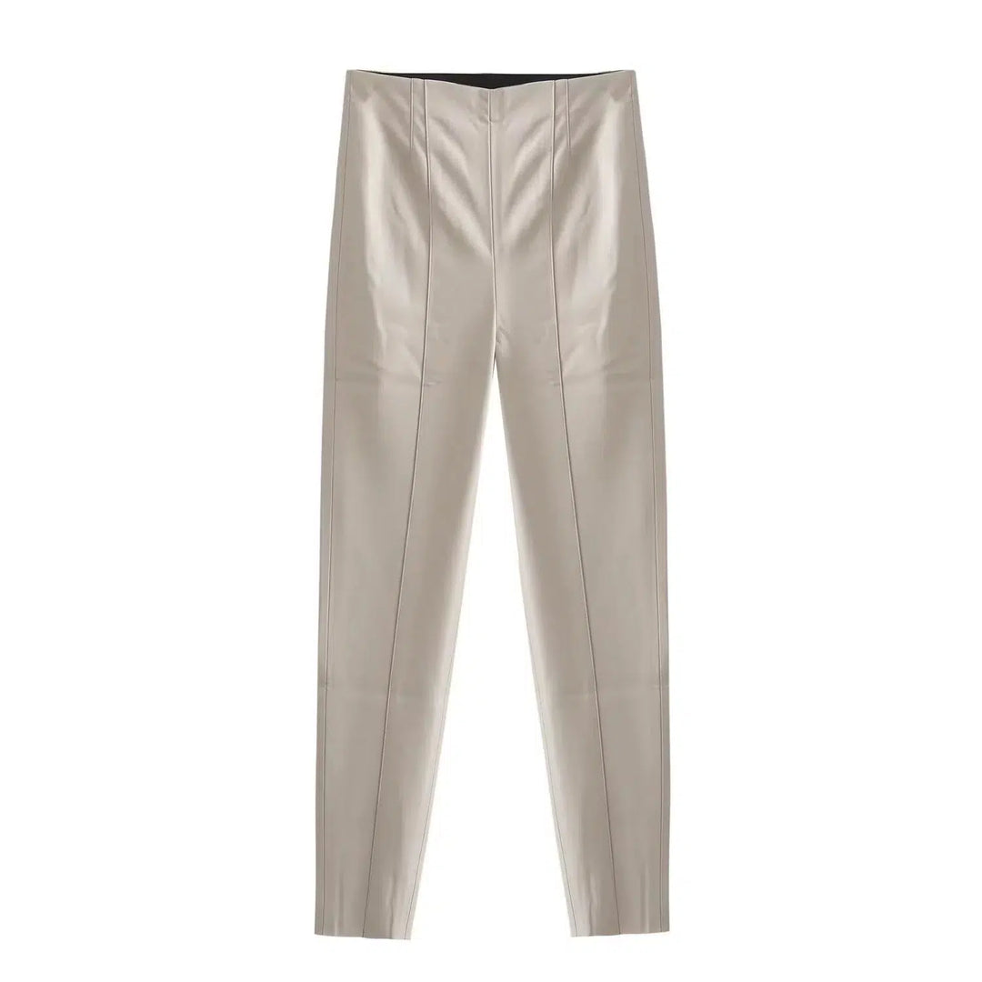 Casual Faux Leather Pants