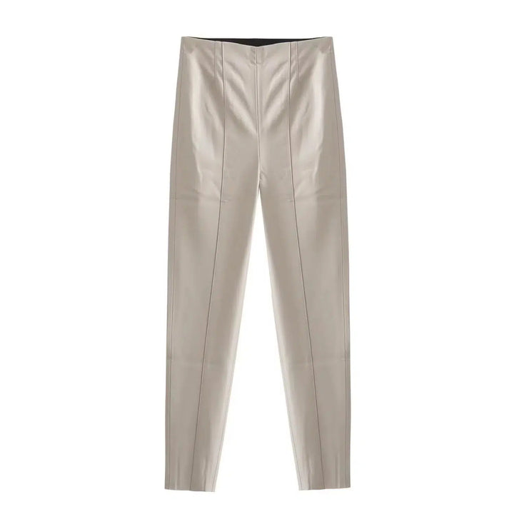 Casual Faux Leather Pants