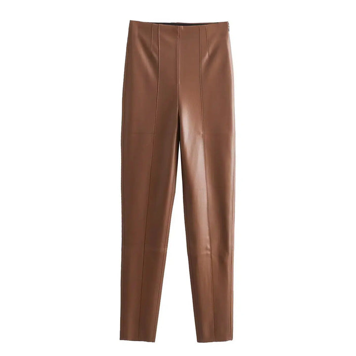 Casual Faux Leather Pants