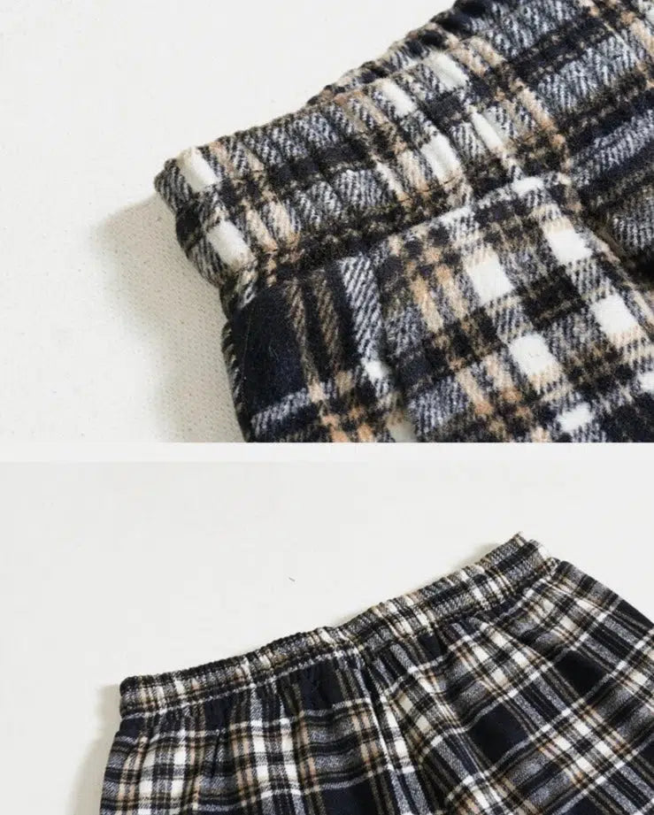 Casual Fit Drawstring Plaid Pants