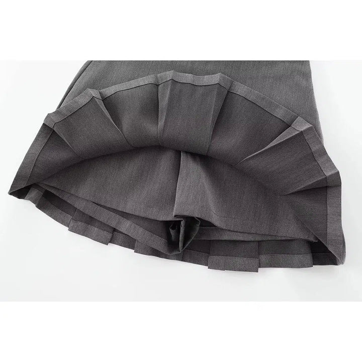 Casual High Waist Wide Pleated Skirt