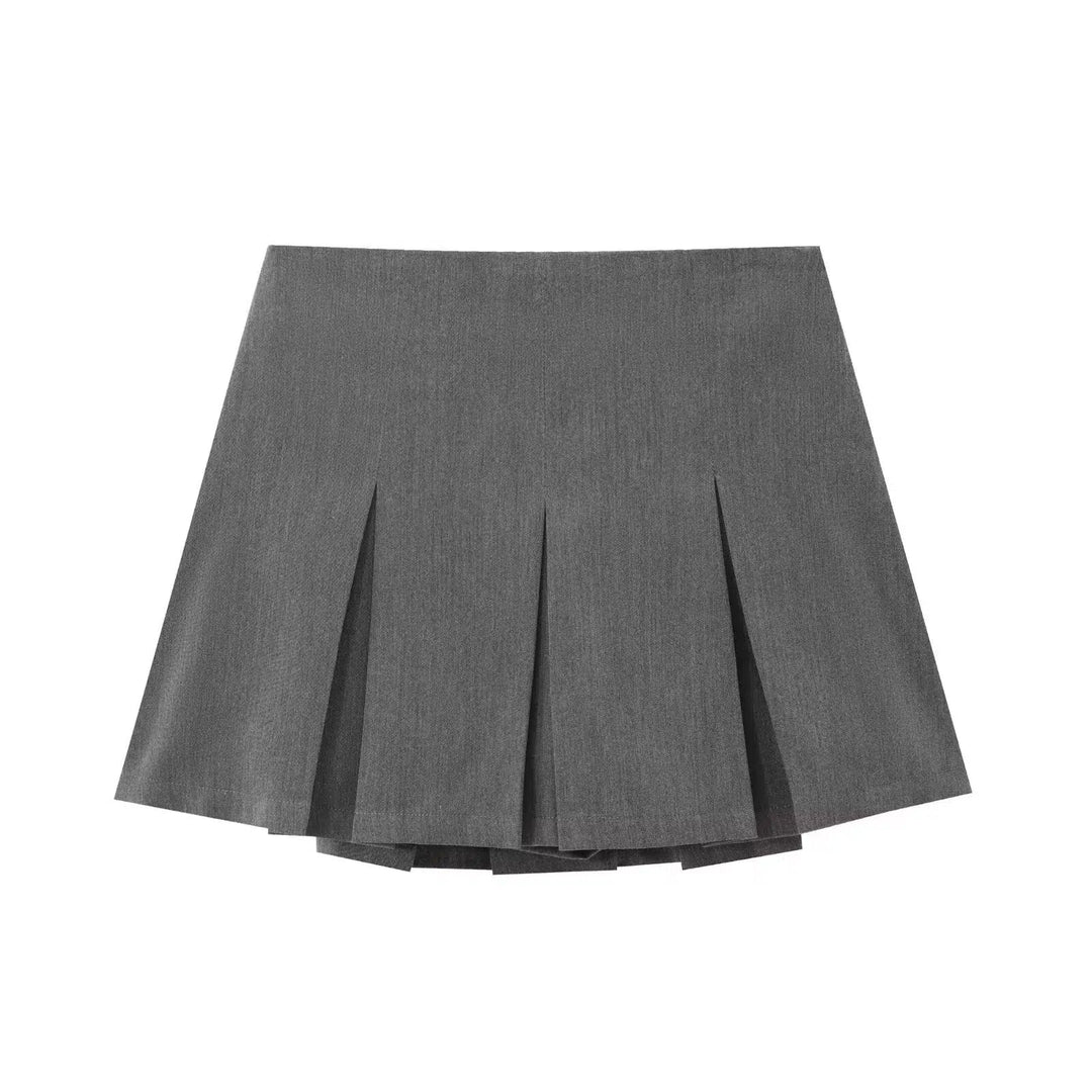 Casual High Waist Wide Pleated Skirt