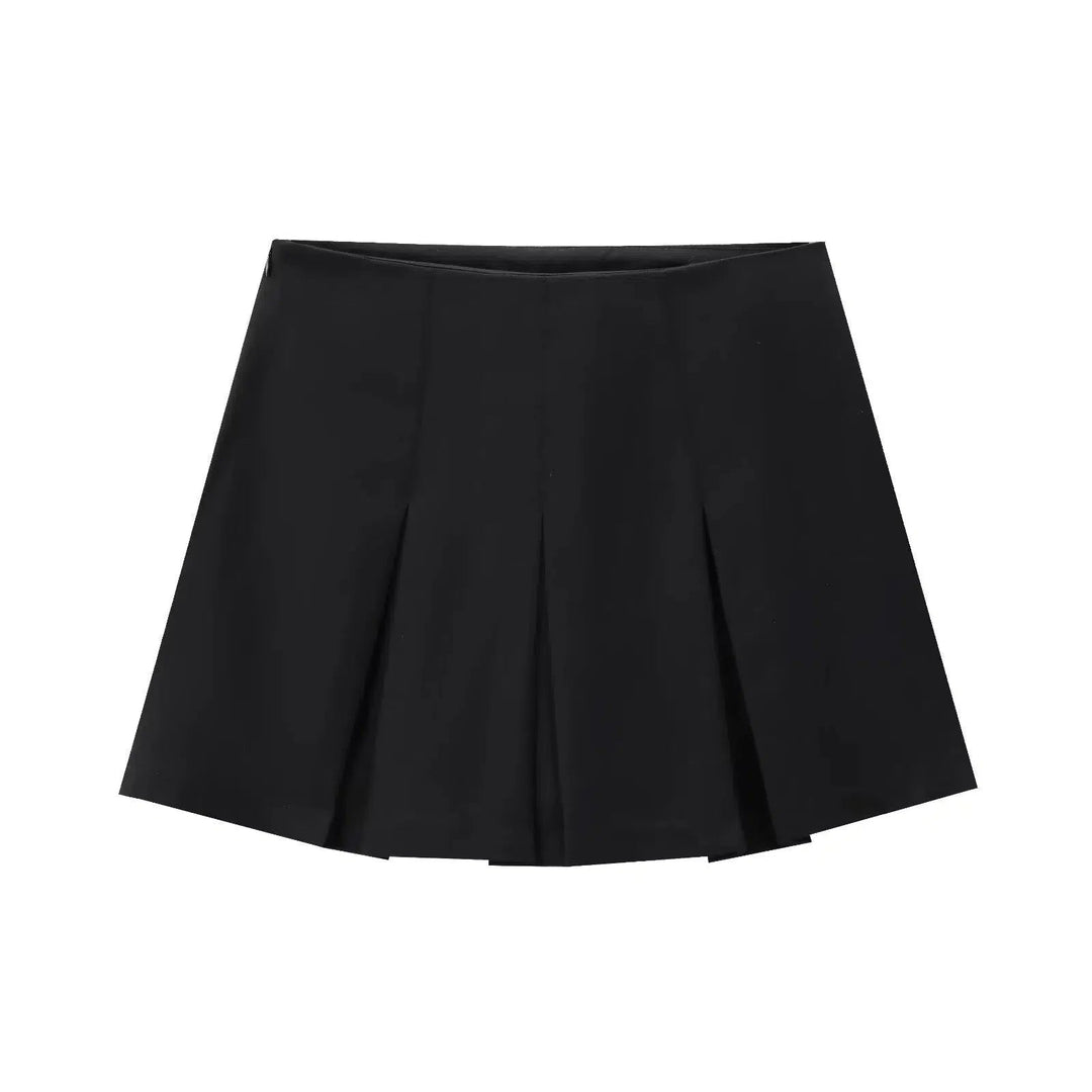 Casual High Waist Wide Pleated Skirt