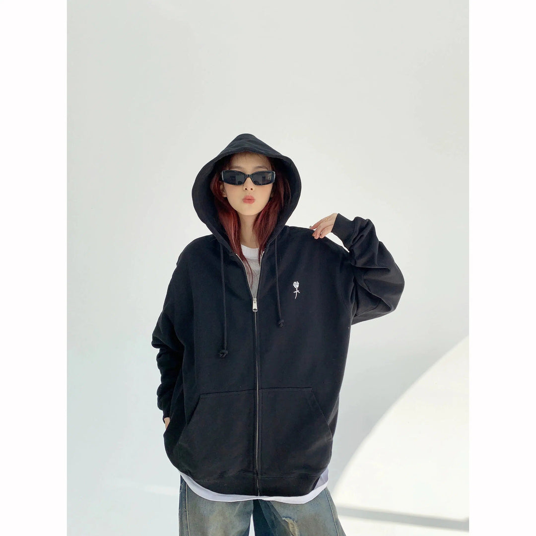 Casual Hooded Zip-Up Coat