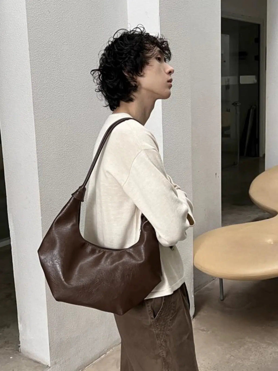 Casual Leather Shoulder Bag