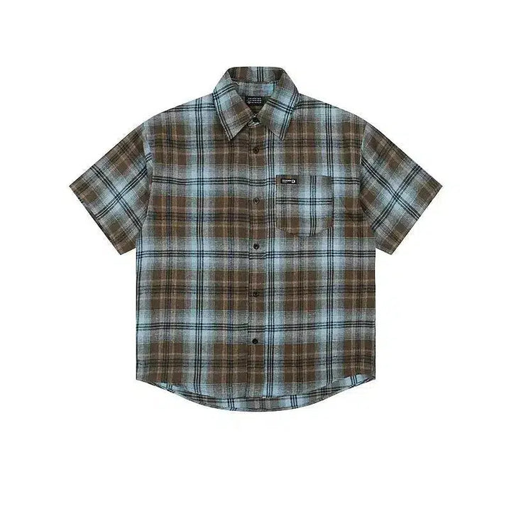 Casual Plaid Short Sleeve Shirt