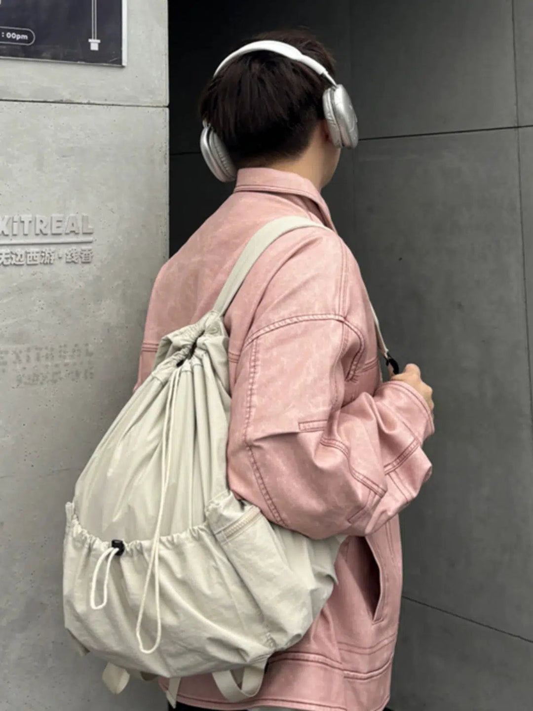 Casual Pockets Drawstring Backpack