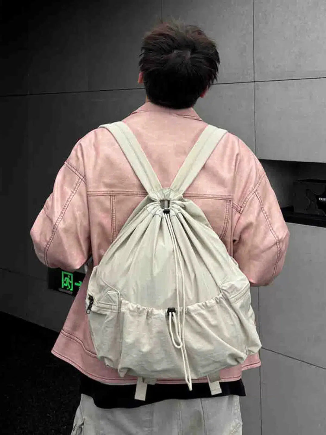 Casual Pockets Drawstring Backpack