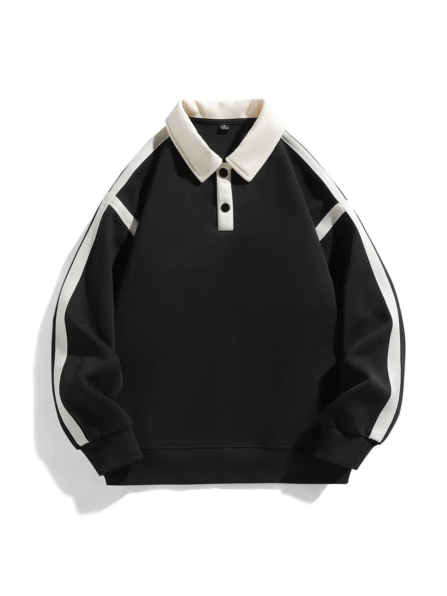 Stripe Accents Polo Sweatshirt