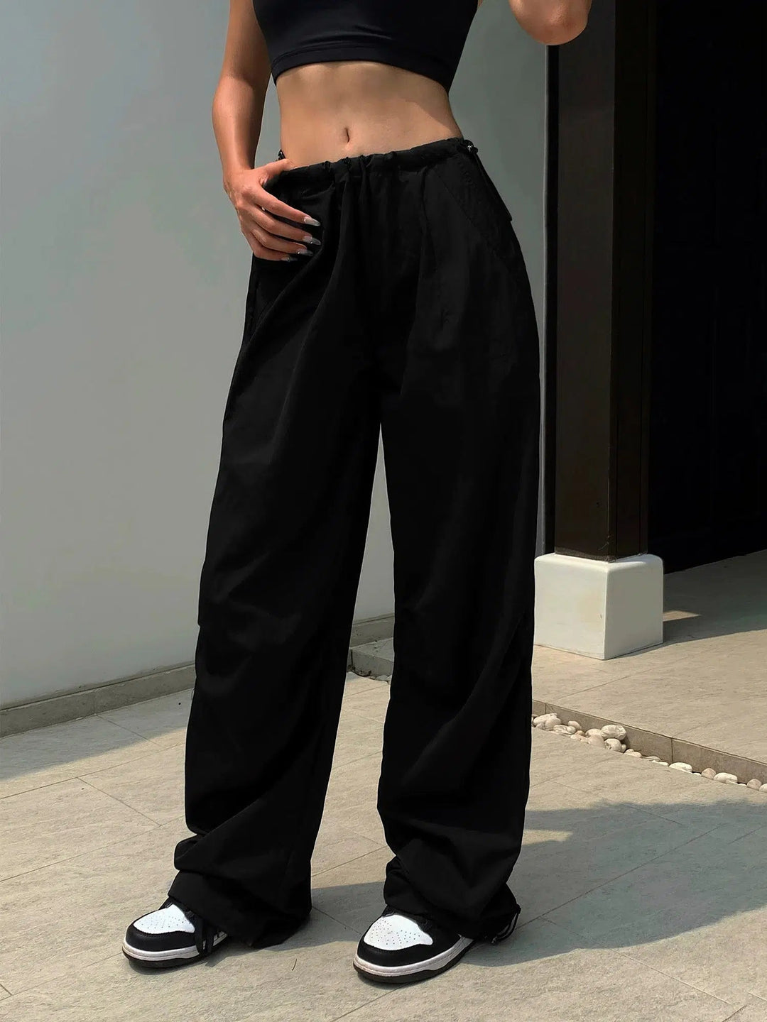 Casual Straight Drawstring Trousers