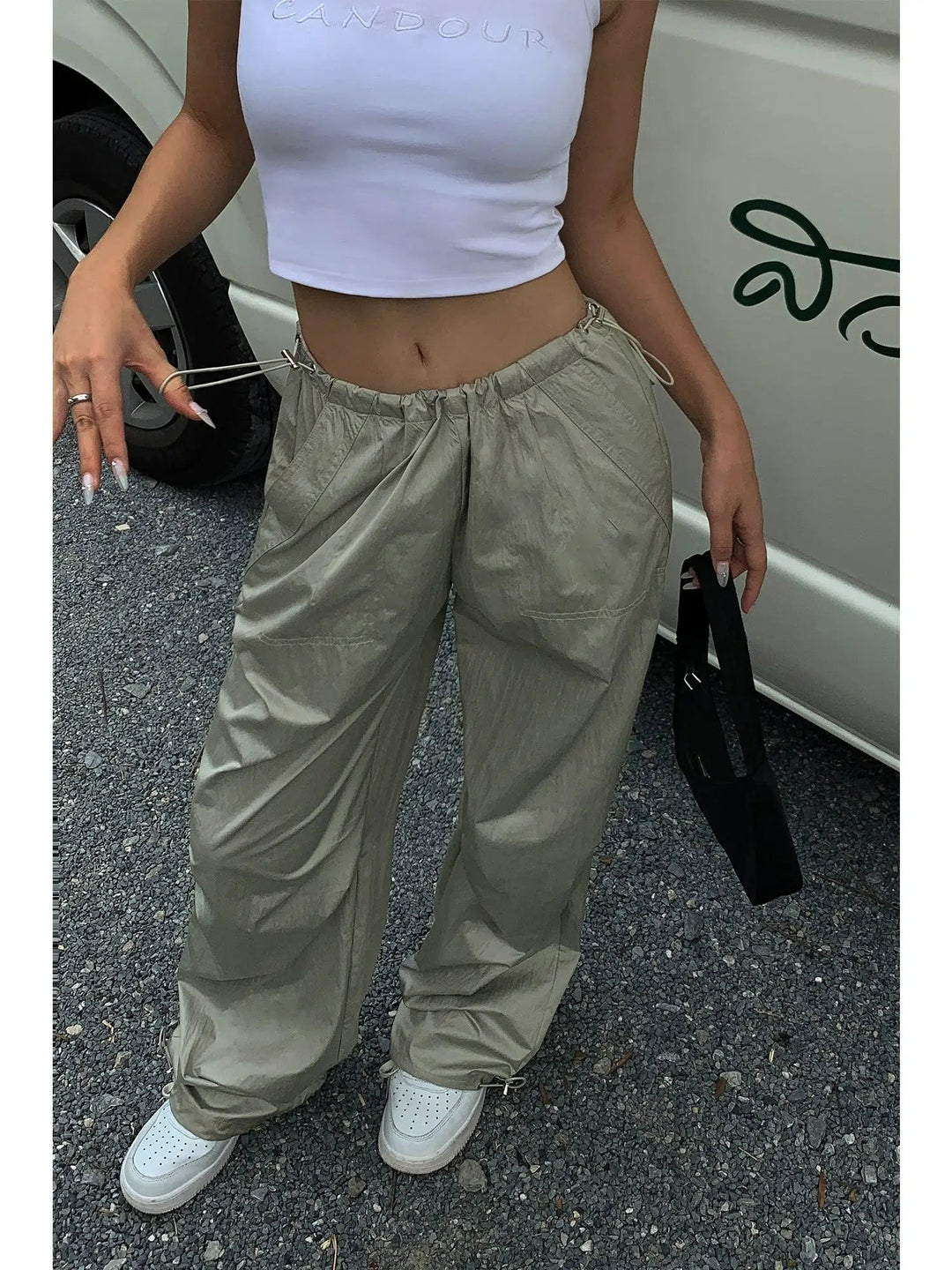 Casual Straight Drawstring Trousers