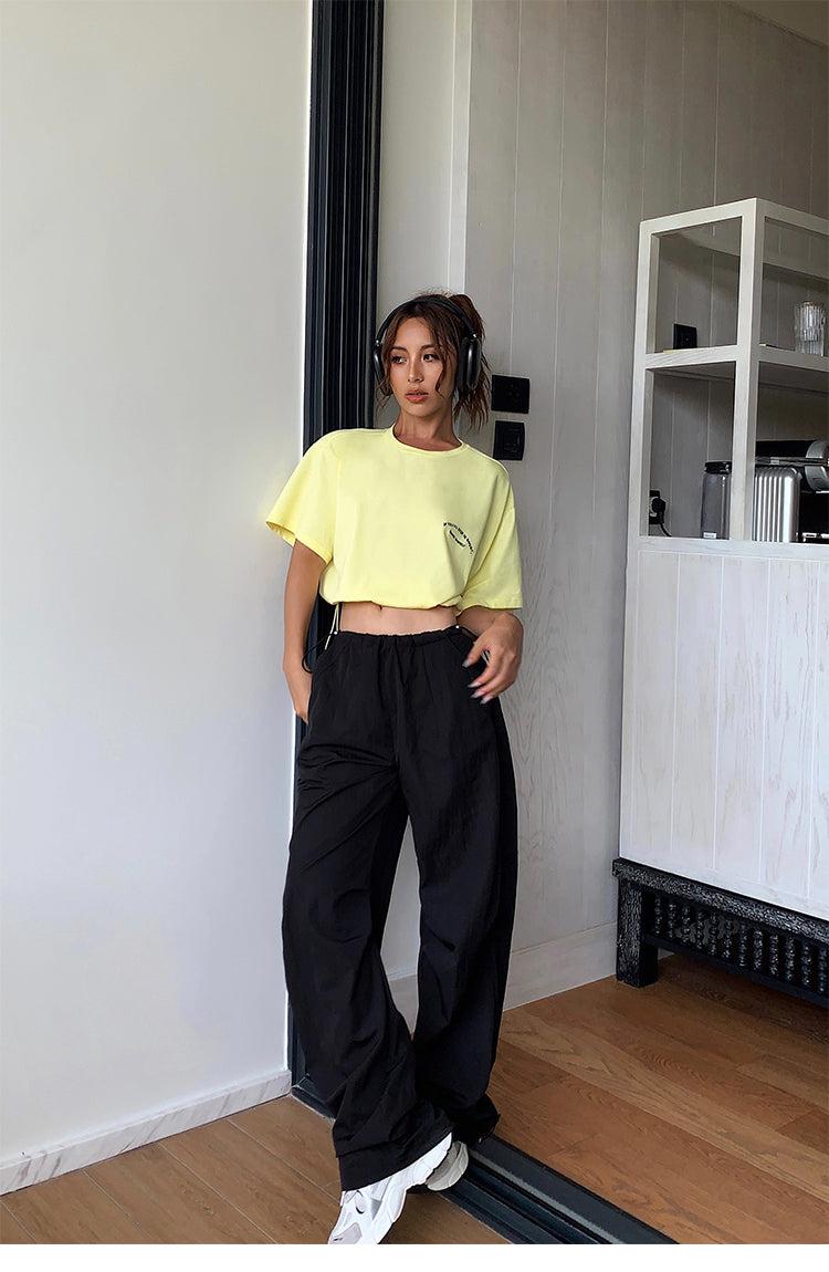 Casual Straight Drawstring Trousers