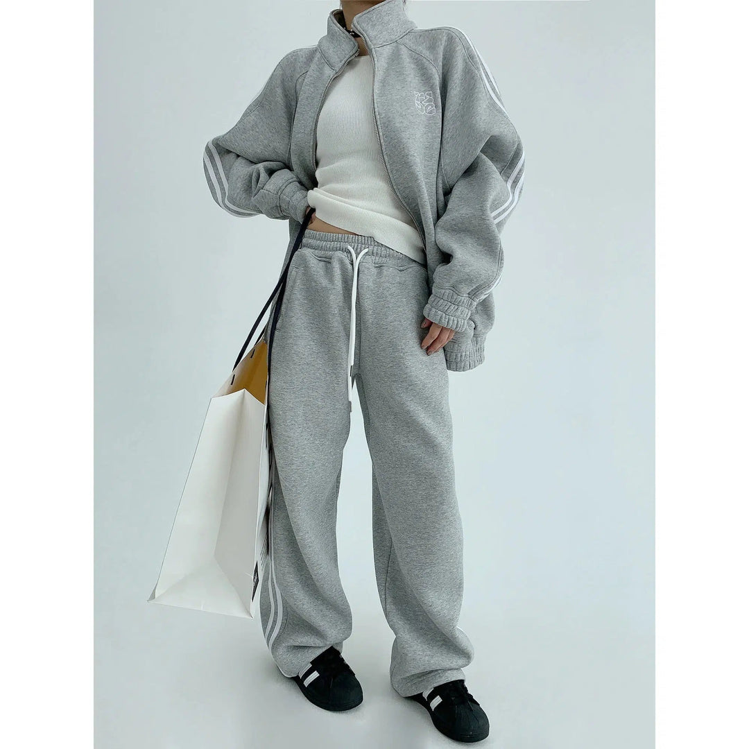 Casual Track Zipper Jacket Pants Suit