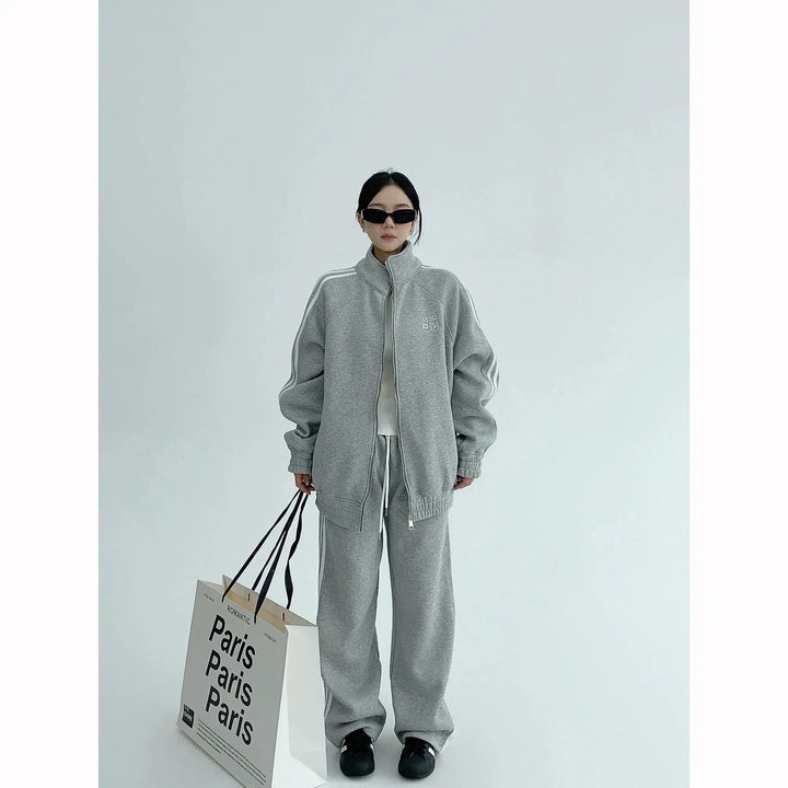 Casual Track Zipper Jacket Pants Suit