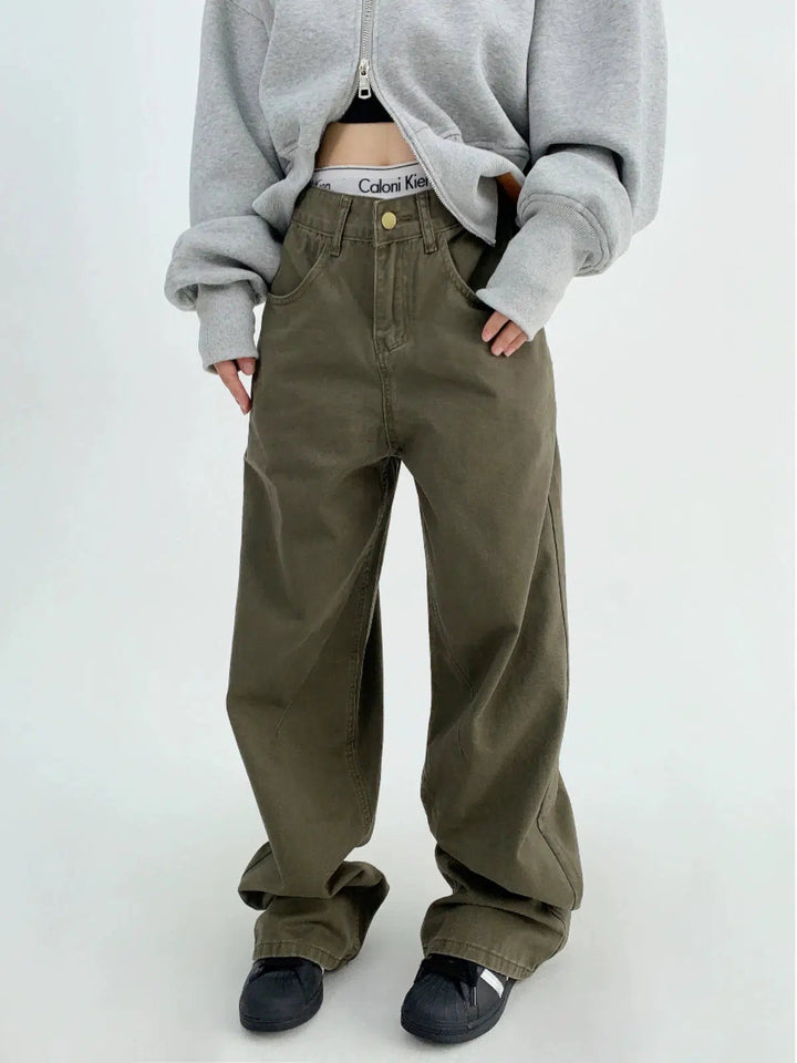 Overalls Washed Wide-leg Pants