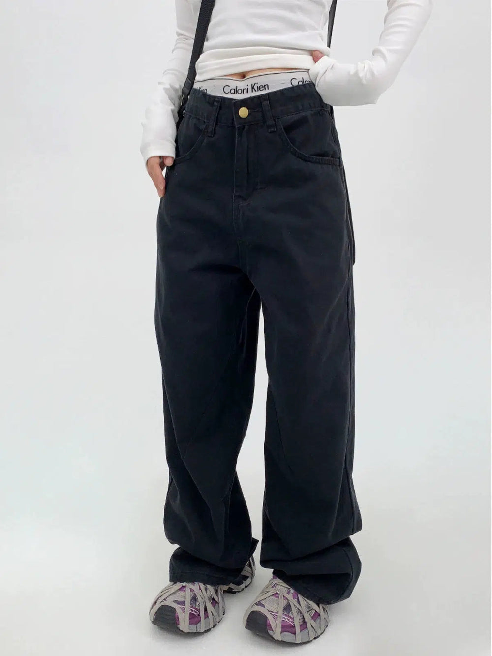 Overalls Washed Wide-leg Pants