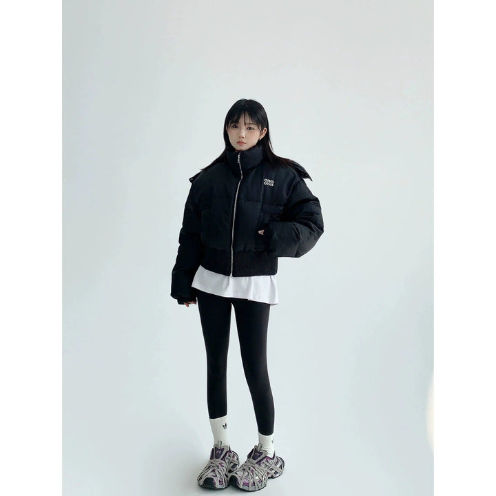 Short Hooded Closure Puff Jacket