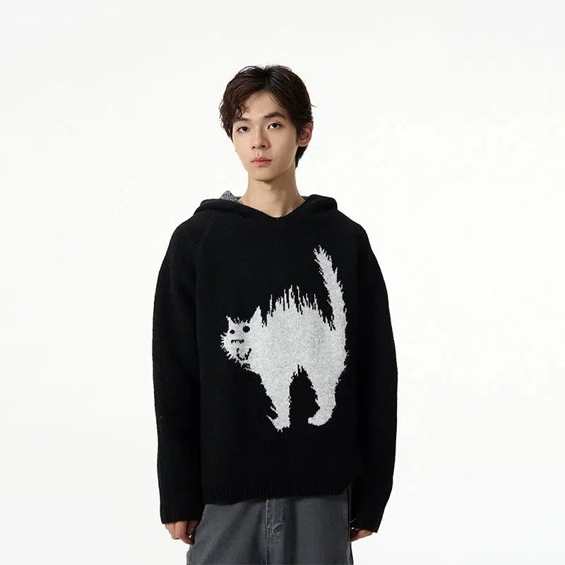 Cat Graphic Hooded Sweater