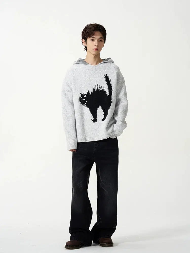 Cat Graphic Hooded Sweater