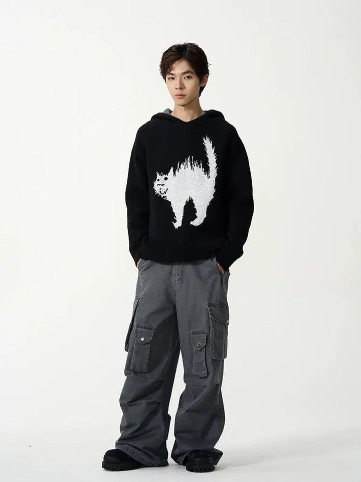 Cat Graphic Hooded Sweater