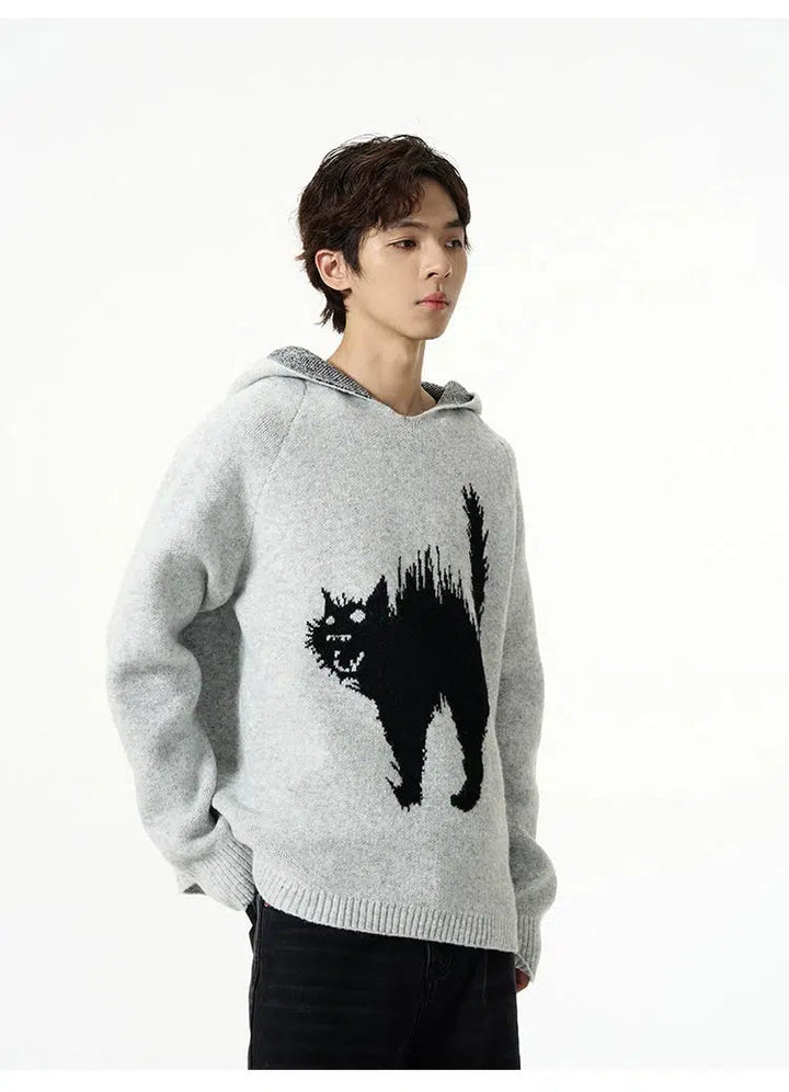 Cat Graphic Hooded Sweater