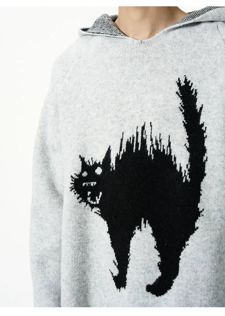 Cat Graphic Hooded Sweater