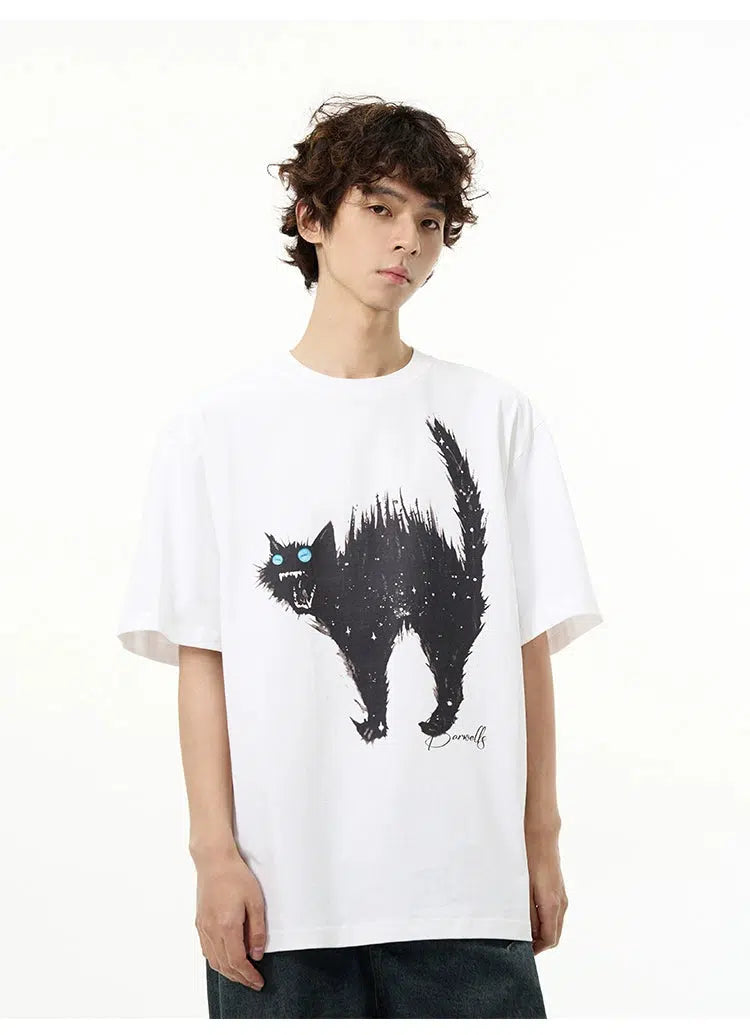 Cat Print Short-sleeved T-shirt