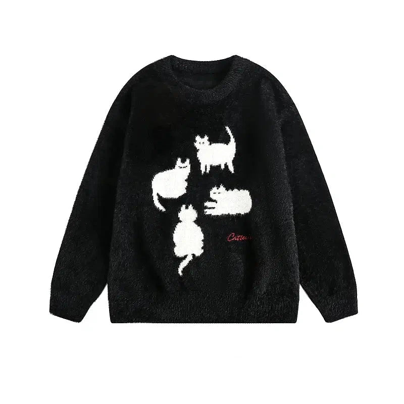 Cat Silhouette Knit Sweater