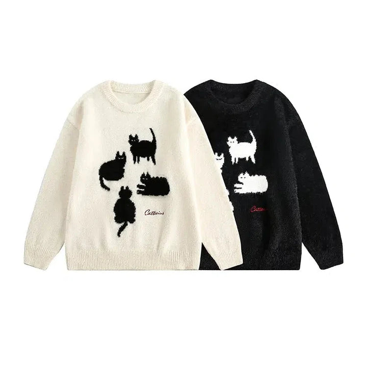 Cat Silhouette Knit Sweater